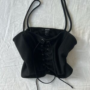Forever 21 Black Lace-Up Bodysuit